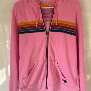 Aviator Nation 5 STRIPE HOODIE - Pink (Youth L / women's XS)